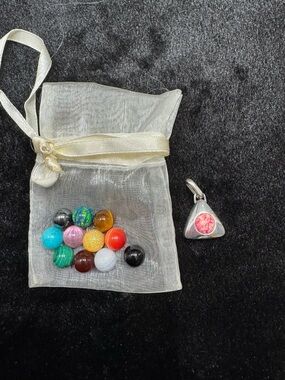 Orbis 925 Sterling Silver Triangle Pendant with Interchangeable Round Stones